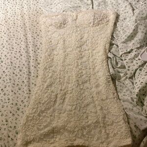 y2k off white lace mini dress